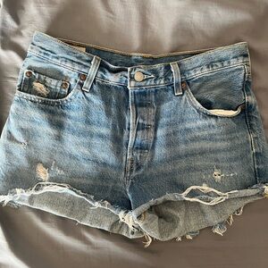 Levi's Blue Distressed Jean Shorts